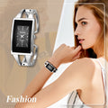 Womens Square Dial Bangle Watch: Simple Open Cuff Bangle Bracelet Analog Quartz Wrist Watches