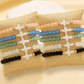 10pcs Elegant Cross Glass Bead Bracelet Set, Multi-layer Elastic Wristband Accessories, Suitable for Daily Wear And Party Occasions