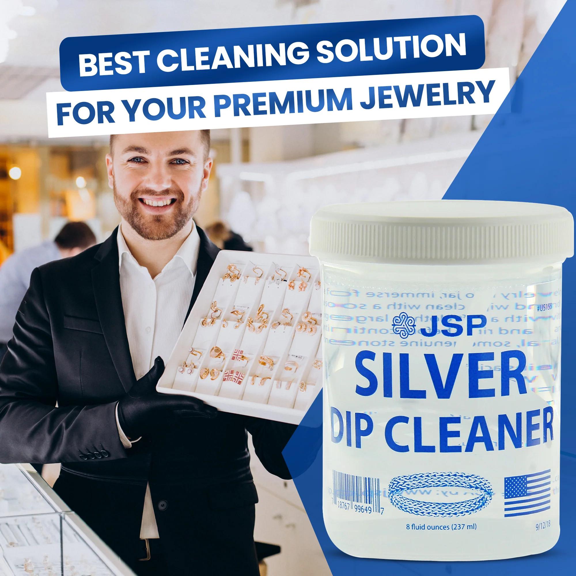 Sterling & Silver Dip Cleaner Tarnish Remover 925 Jewelry Cleaning Solution 8oz JSP