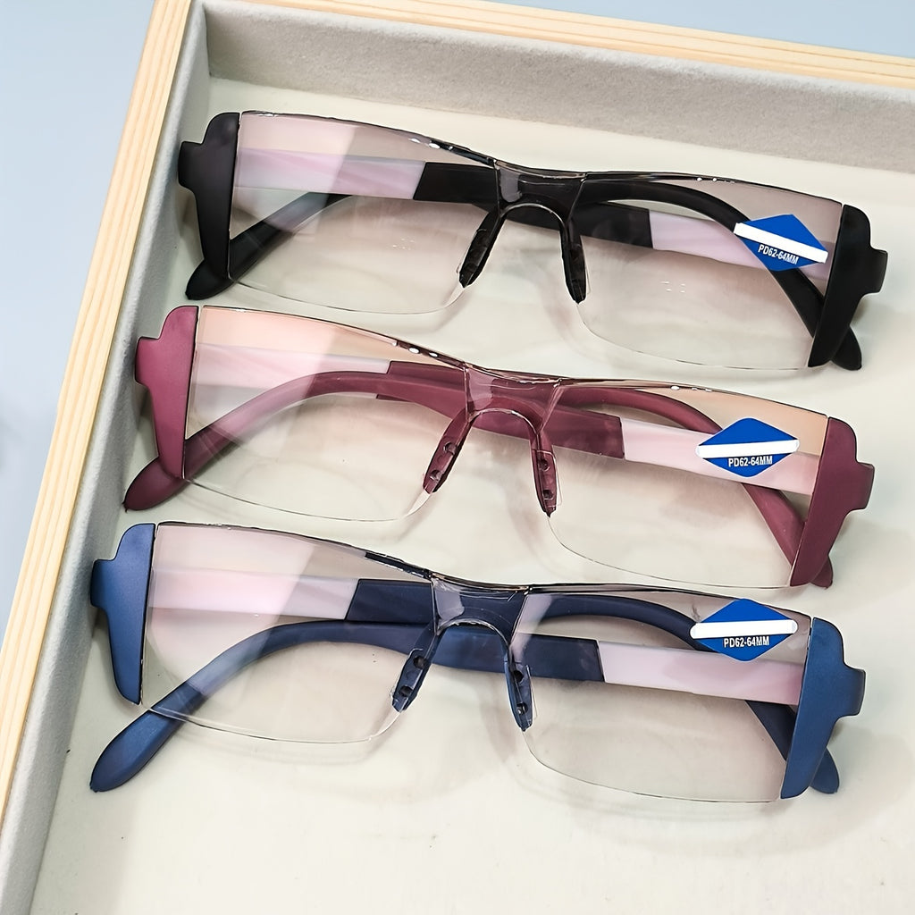 3pcs of Fashionable Colored Reading Glasses Unisex - 1.0 to 4.0 Degree Adjustment, Lightweight And Comfortable Design