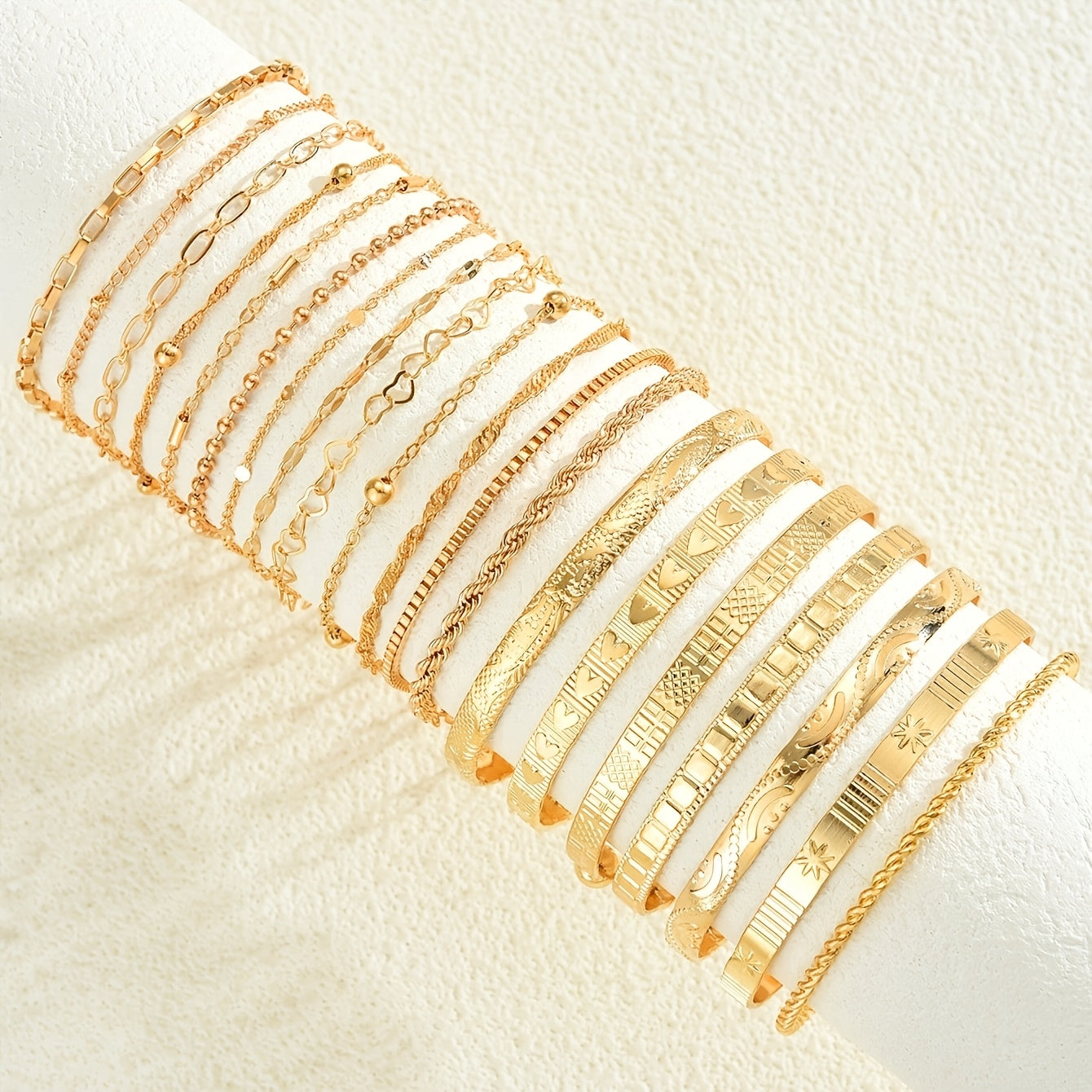 Random 7/13/20pcs Elegant Women'S Bracelets | High-Quality Iron, KC Golden Plated, Versatile for Daily And Gift Occasions