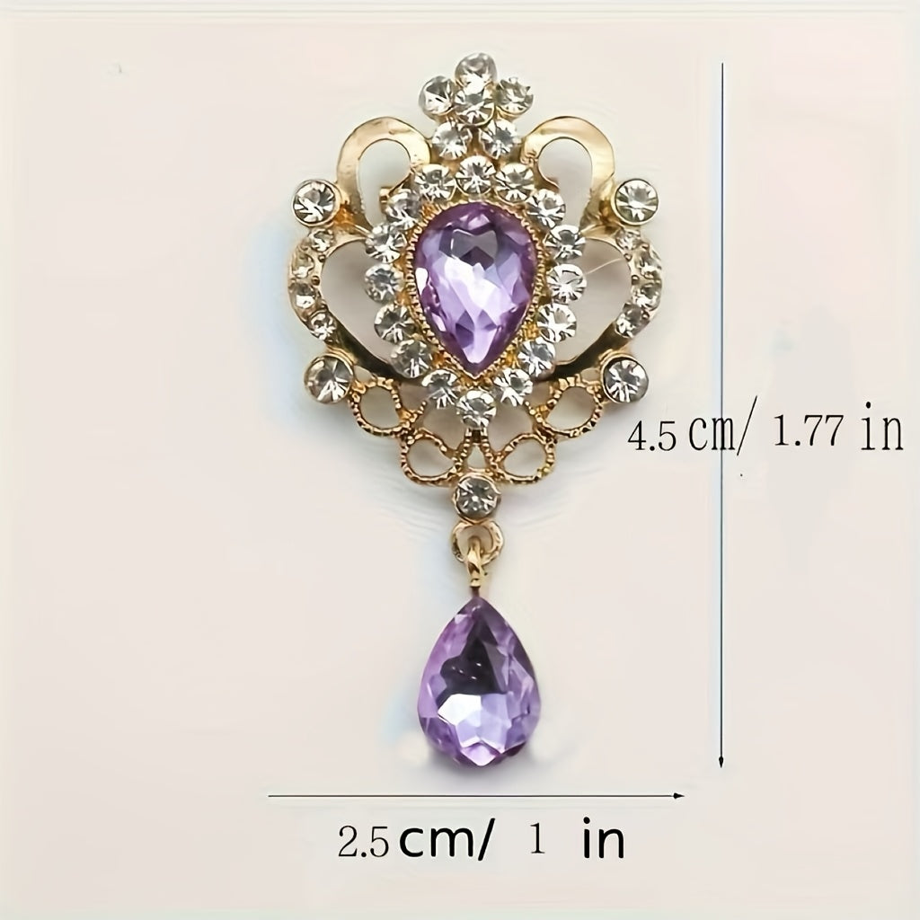 10pcs Droplet Shaped Rhinestone Detachable Brooch Retro Jewelry Additions