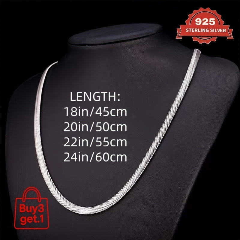 [Valentine's Day, Halloween] 2D Flat - 925 Sterling Silver Flat Snake Bone Necklace, Stylish And Simple, Can Be Stacked, Suitable For All Occasions, Valentine's Day, Halloween, Or As A Holiday Gift For Family And Friends. Comes With A Gift Box (Buy Three