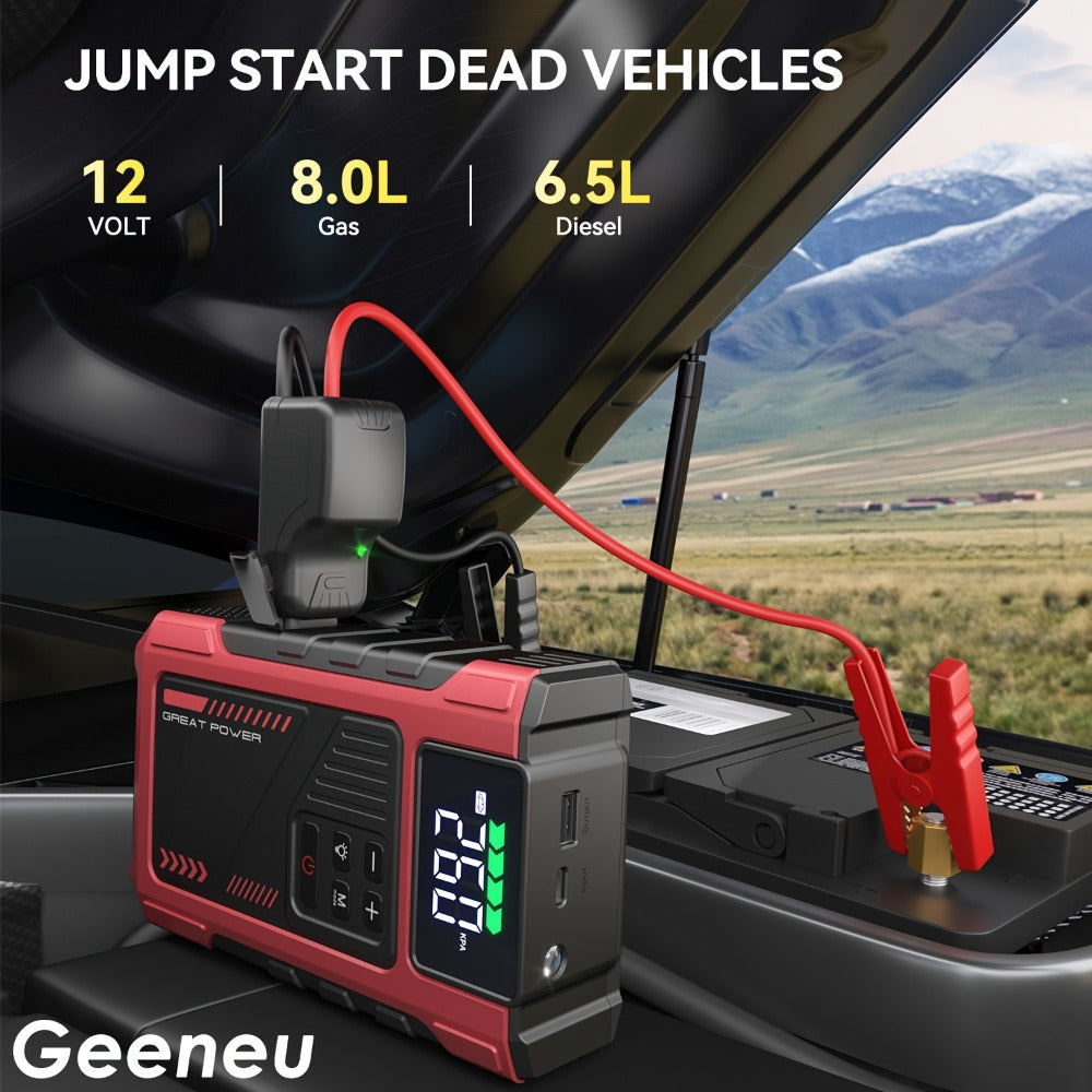 [Portable Car Jump Starter] 4000A Portable Car Jump Starter With Air Compressor, Suitable For 12V(8.0L Gas, 6.5L Diesel) Jump Starter Battery PackWith150 PSl Tire Inflator, 12V Car Battery Jump Power With LED Light, Car Accessories Tools, Car Emergency Ki