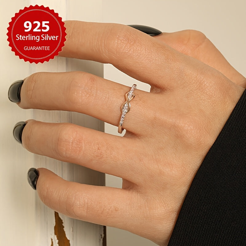 S925 Sterling Silver Wedding Ring - Small Fresh Lucky 8 Ring, Color Separation, Exquisite Women'S Jewelry Gift, 1pc, Total Weight Of The Product (2.96g)