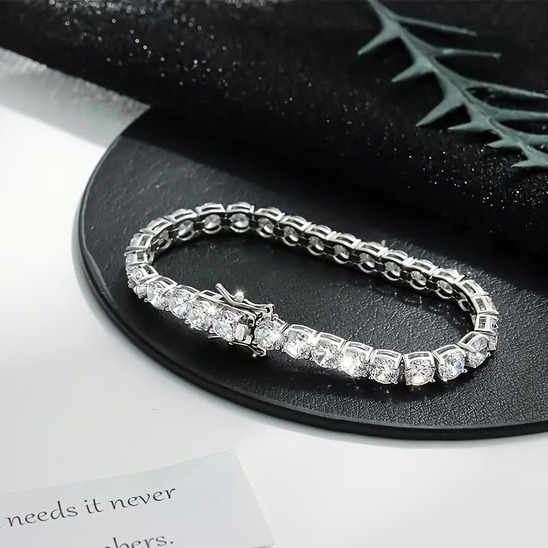 S925 Silver Moissanite Tennis Bracelet, High Jewelry Gift for Banquet Party Dinner, Hip Hop, Couple Style, Luxury, Wedding, Anniversary, Birthday