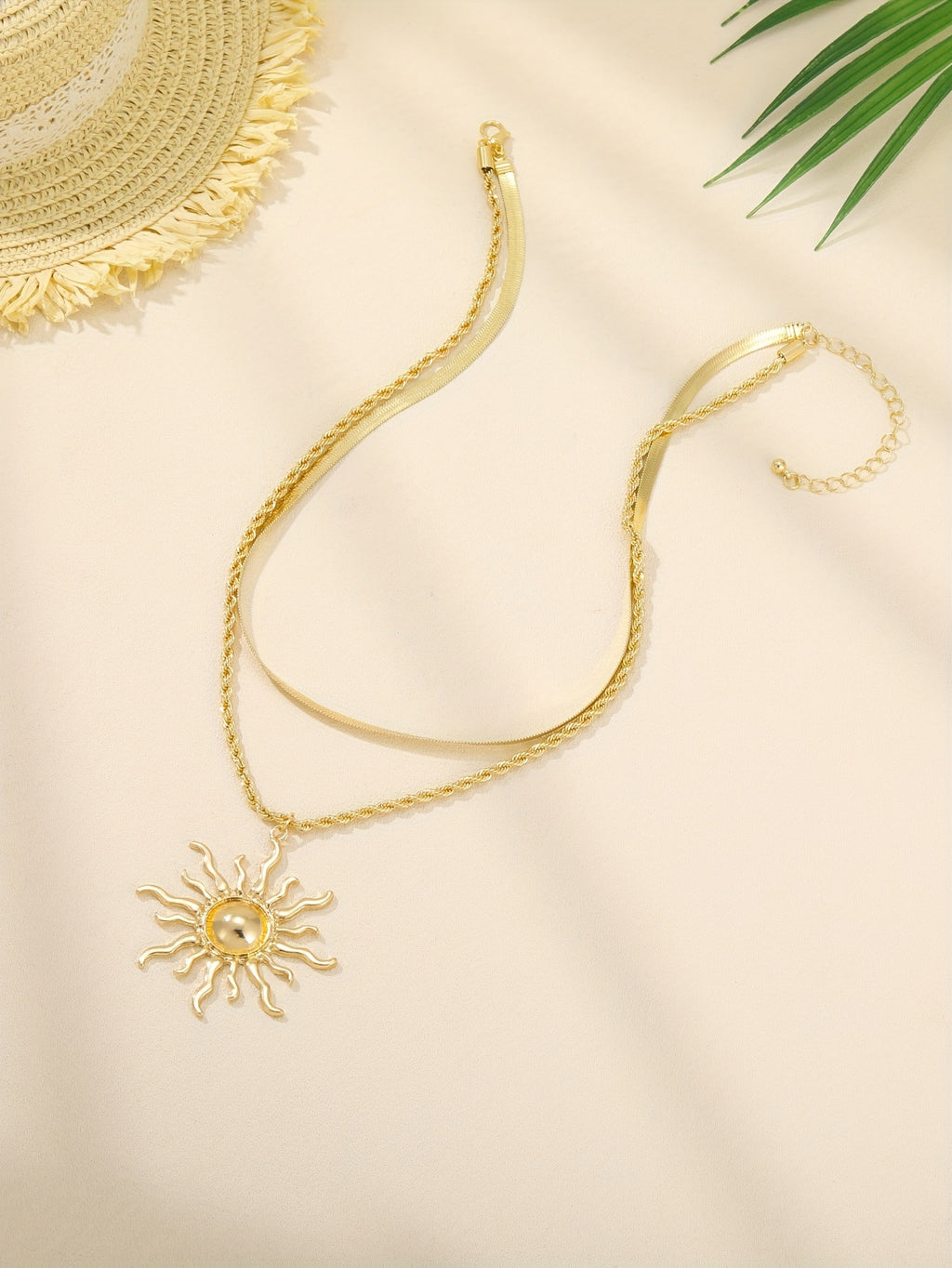 Elegant Double Layer Snake Bone Chain Necklace with Sun Flame Pendant for Women, Bohemian Style Jewelry for Casual Attire or Gift, Gift for Women | Flame Motif Design