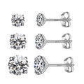 PINANNIE 3 Pairs 925 Sterling Silver Stud Earrings for Women, 4mm 5mm 6mm Small Round Studs Set, Hypoallergenic Minimalist Earrings, Classic Jewelry Gift for Her