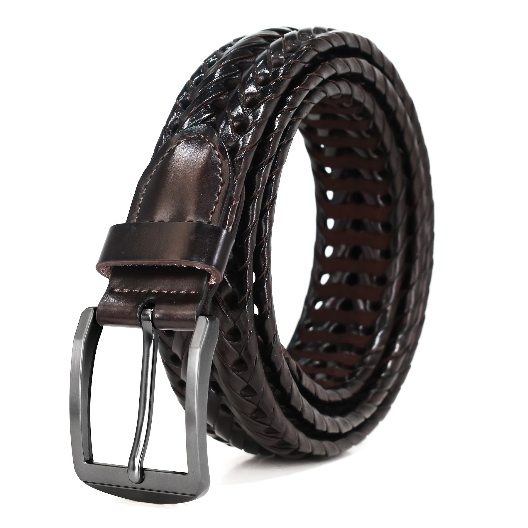 Leather Braided Belts for Men - Mens Casual Belt for Golf Pants Jeans Everyday