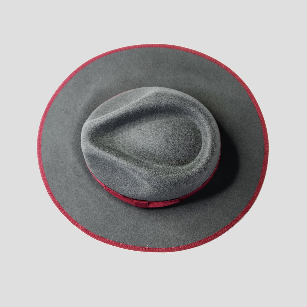 Ferguson Fedora Slate + Burgundy Men's Top Hat Felt Hat, Street Fashion Music Rock, The Best Choice for a Christmas Gift