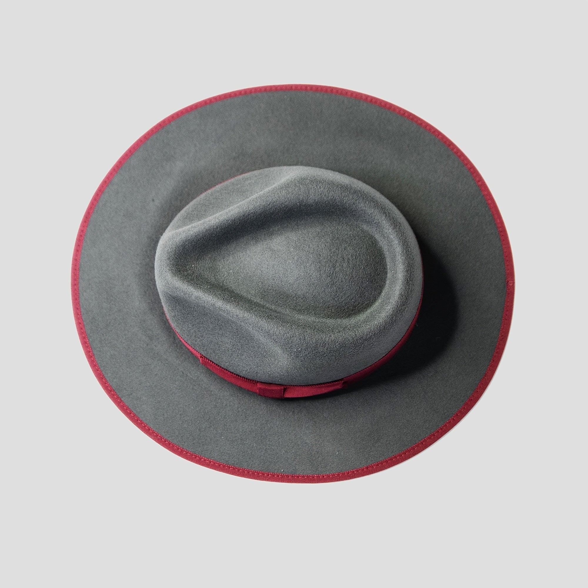 Ferguson Fedora Slate + Burgundy Men's Top Hat Felt Hat, Street Fashion Music Rock, The Best Choice for a Christmas Gift