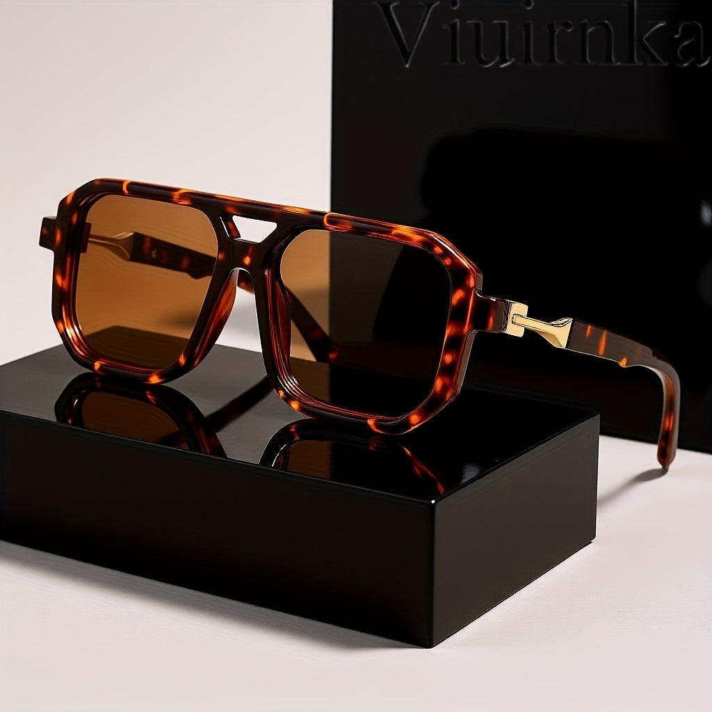 Stylish Oversized Square Frame Sunglasses for Men and Women - Protection - Unisex Retro Shades with Tortoiseshell Arms - Includes Sunglasses Case and Cleaning Cloth - Fashion Accessory for Travel, Beach, and Daily Wear