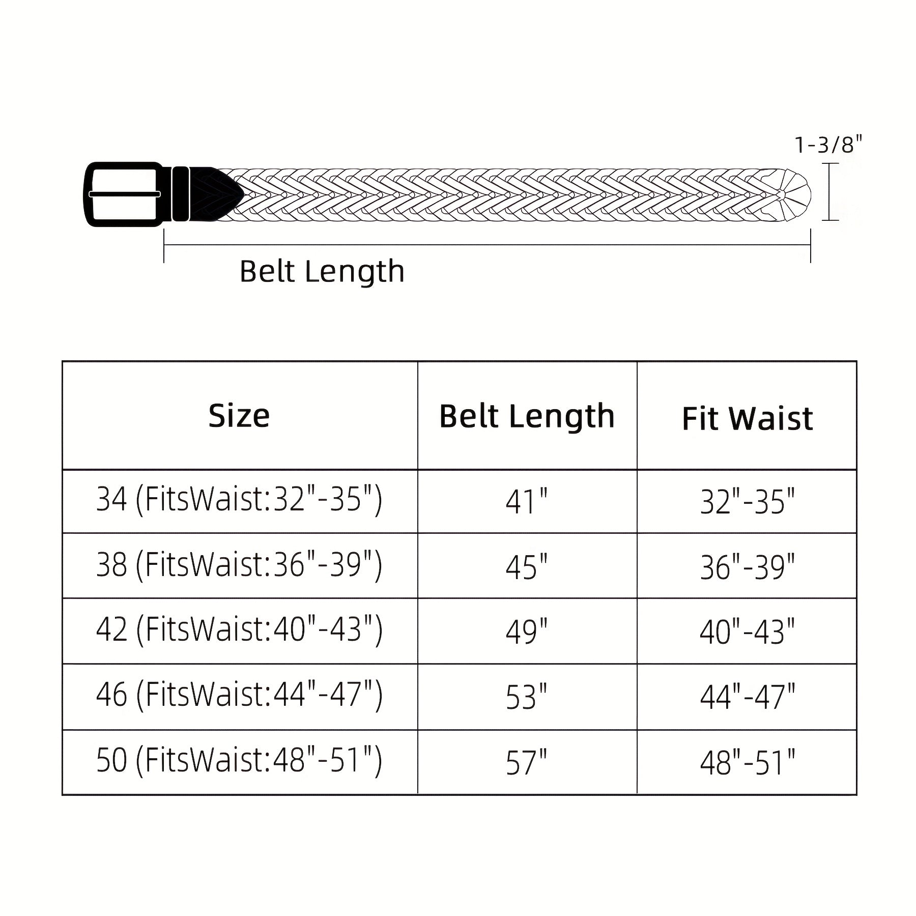 Leather Braided Belts for Men - Mens Casual Belt for Golf Pants Jeans Everyday