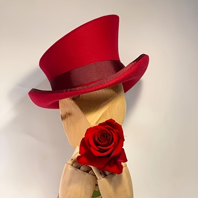 Adjustable - Women's and Men's Asymmetrical Wool Hat with Ribbon, Wool Felt Top Hat for Parties, Church Hats, the Best Choice for Christmas Gifts