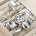 14pcs CCB Material Silvery Gray Exaggerated Sexy and Glamorous Women's Wide Face Ring Set for Daily Party Wedding Wear Trendy Fashion Jewelry to Give to Girlfriend or Friends, Fashion Statement, Highquality Rings, Durable Material, Fashion Rings