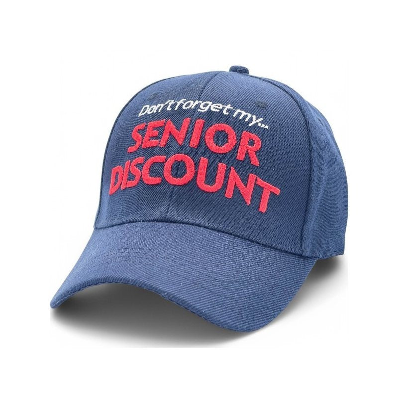 "SENIOR DISCOUNT" Embroidered BASEBALL CAP Adjustable, UV protection Design for Men, Perfect for Outdoor Activities, Casual, Fun Cap