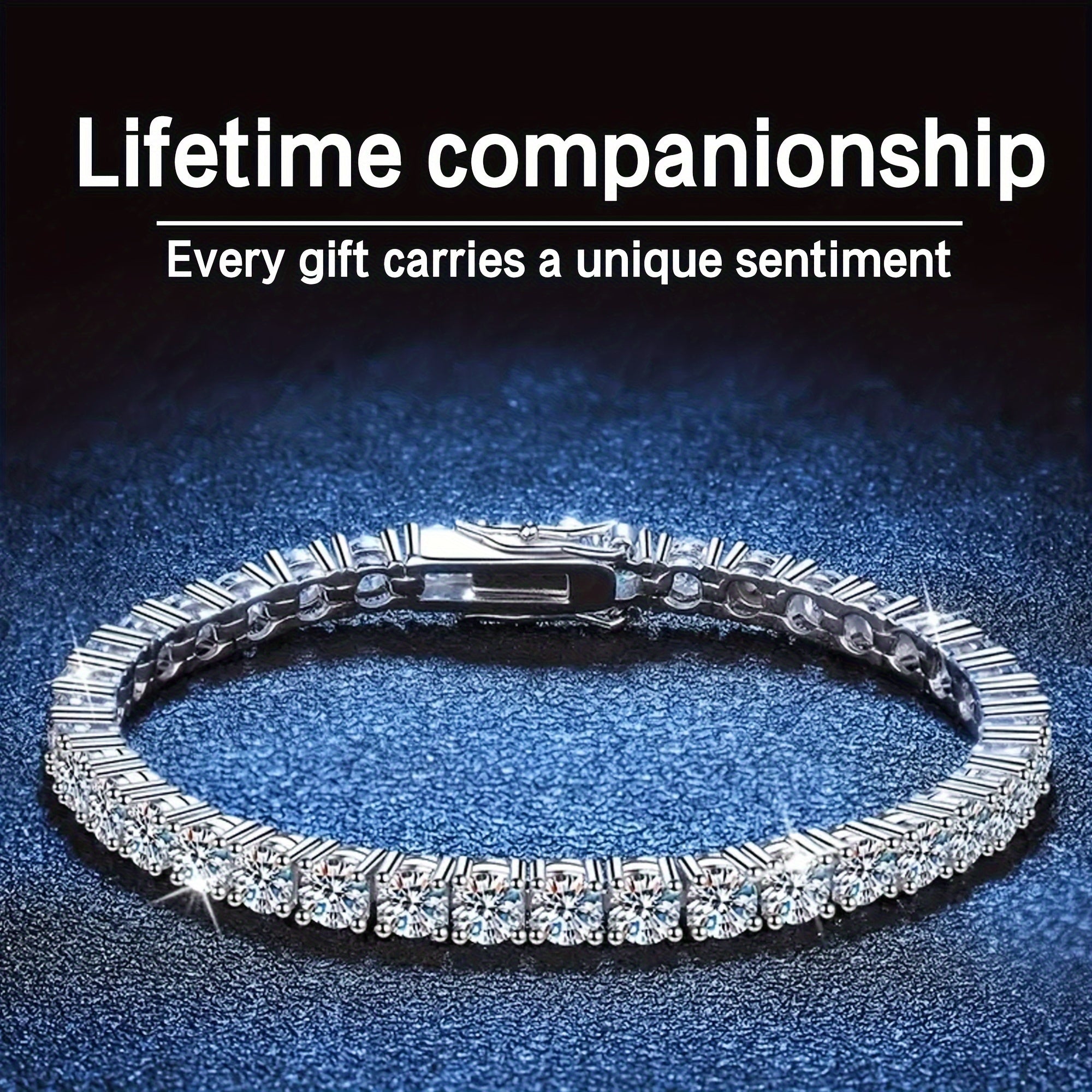 Luxurious S925 5mm Pure Silvery Moissanite Tennis Bracelet - Bright Cut, Row Of Moissanite - Elegant Style for Women, Suitable for Wedding, Birthday, Anniversary, Mother's Day Gift Halloween Gifts.Forever Love.Total Weight Of The Product (7.97g)
