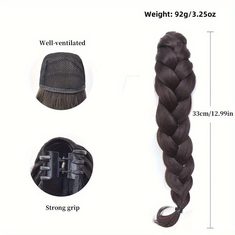 13IN Claw Clip Braided Ponytail Extensions, Chic Trendy Hairstyle Ponytail Wig For Women, Loose Curly Easy To Wear And Style, Natural Looking, Fashion Daily Hair Accessories, Ideal Gifts For Her