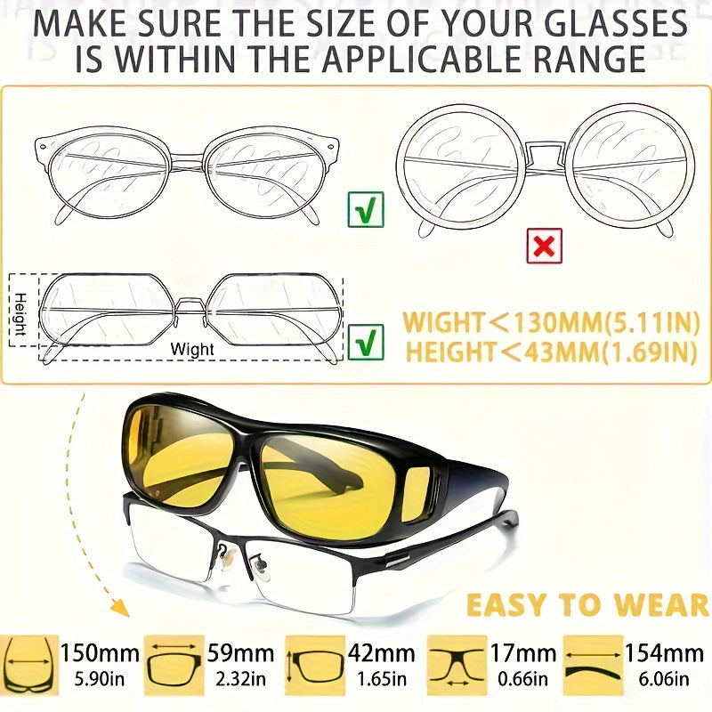1pc/2pcs of Night Vision Wrap-Around Sunglasses for Driving, Suitable for Outdoor Sports Like Cycling, Fishing, And Hiking. Unisex Fashion Eyewear for Day And Night Use