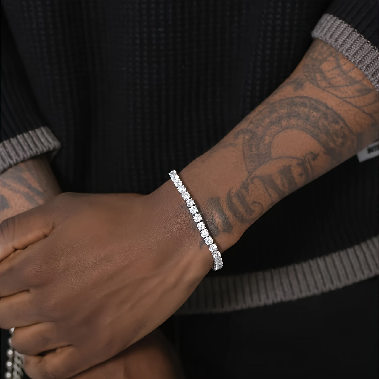 Tennis Bracelet 925 Sterling Silver 5mm 0.5-carat Moissanite, Exquisite Jewelry Gift, Suitable For Banquets And Dinners, Hip-hop, Couple Style, Wedding Gift, Anniversary Gift, Christmas And Birthday Gift