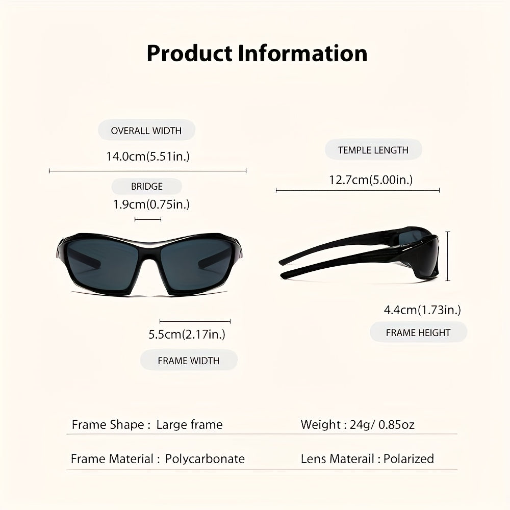 VIOLA MAG 5pcs Polarized, Men's Wrap Around Rectangular Protective Bicycle Driving Gl