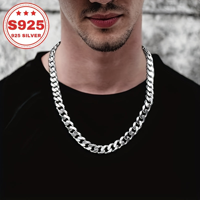 S925 Pure Silvery Cuban Necklace, Classic And Fashionable Design, Available in Multiple Sizes, Hypoallergenic And Non-Fading. Ideal Gift for Loved Ones, Friends, Parents, for New Year, Valentine'S Day Or Anniversary Celebrations