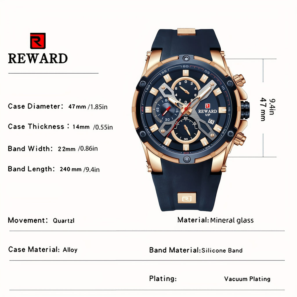 REWARD Casual Sport Watches for Men Top Brand Luxury Wrist Watch for Man Clock Fashion Chronograph Wristwatch