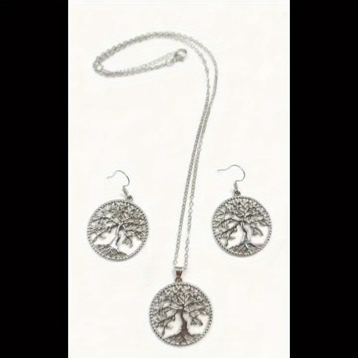 [Christmas Birthday Gift] 3pcs 925 Silver Shining Fashion Personality Simplicity New Creativity Tree Earrings Necklace Party Commemorative Jewelry Exquisite Christmas Birthday Gift