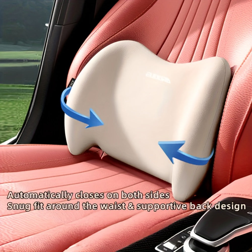 Car Headrest And Lumbar Support Set Comfortable Upgrade for Autumn And Winter Ergonomic Fit Design High-Density Sponge Filling Comfortable for Long-Distance Driving Includes 1 Headrest And 1 Lumbar Support