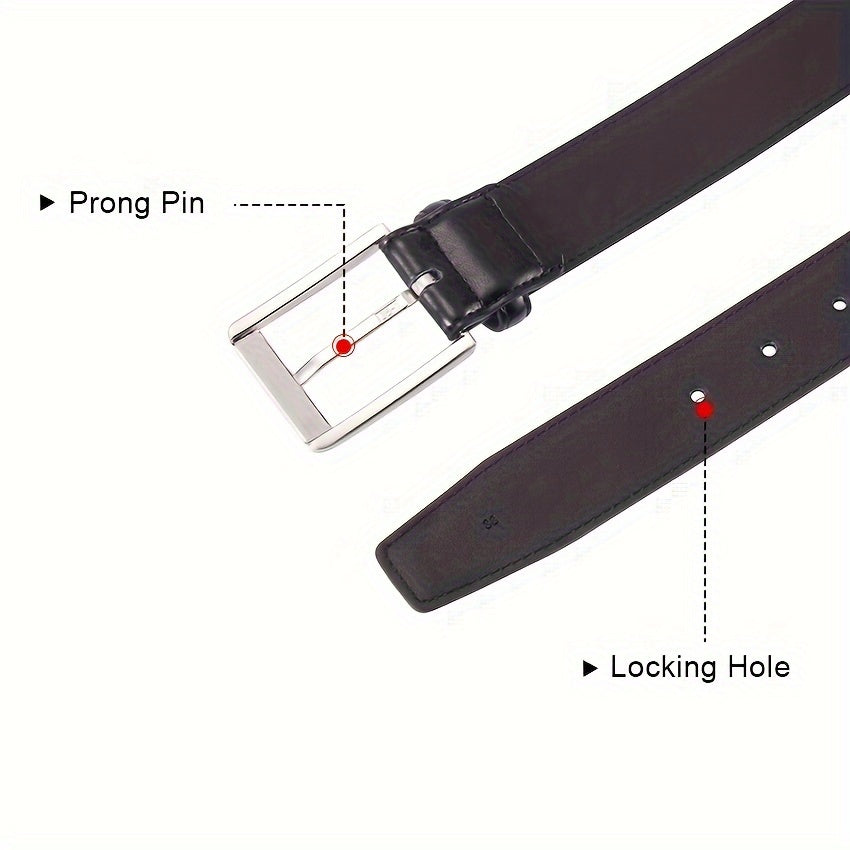 Men's Genuine Leather Jeans Belts Classic Work Business Dress Belt with Prong Buckle for Men