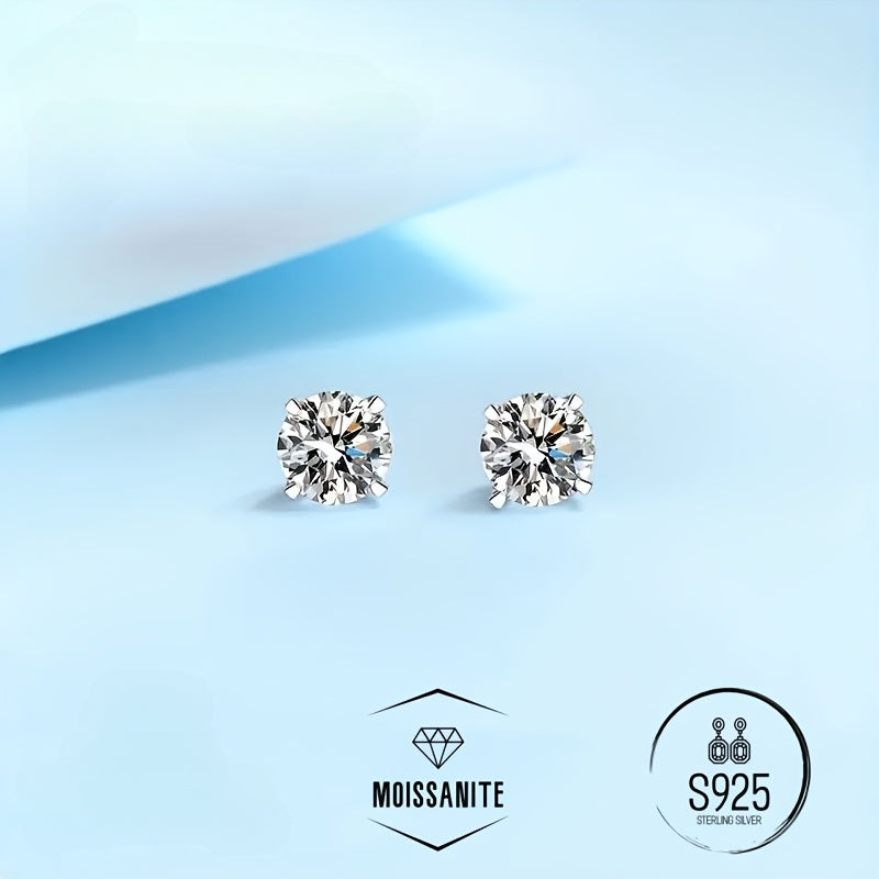 Elegant Moissanite Earrings For, Women, Men, 0.5/1/2Ct D Color VVS1 Clarity Brilliant Round Cut Moissanite, with S925 Sterling Silver 1.0/1.2/1.8G, Hand-Made Top-Tier Quality, Ideal Gifts for Wedding, Birthday, Mother, Daughter