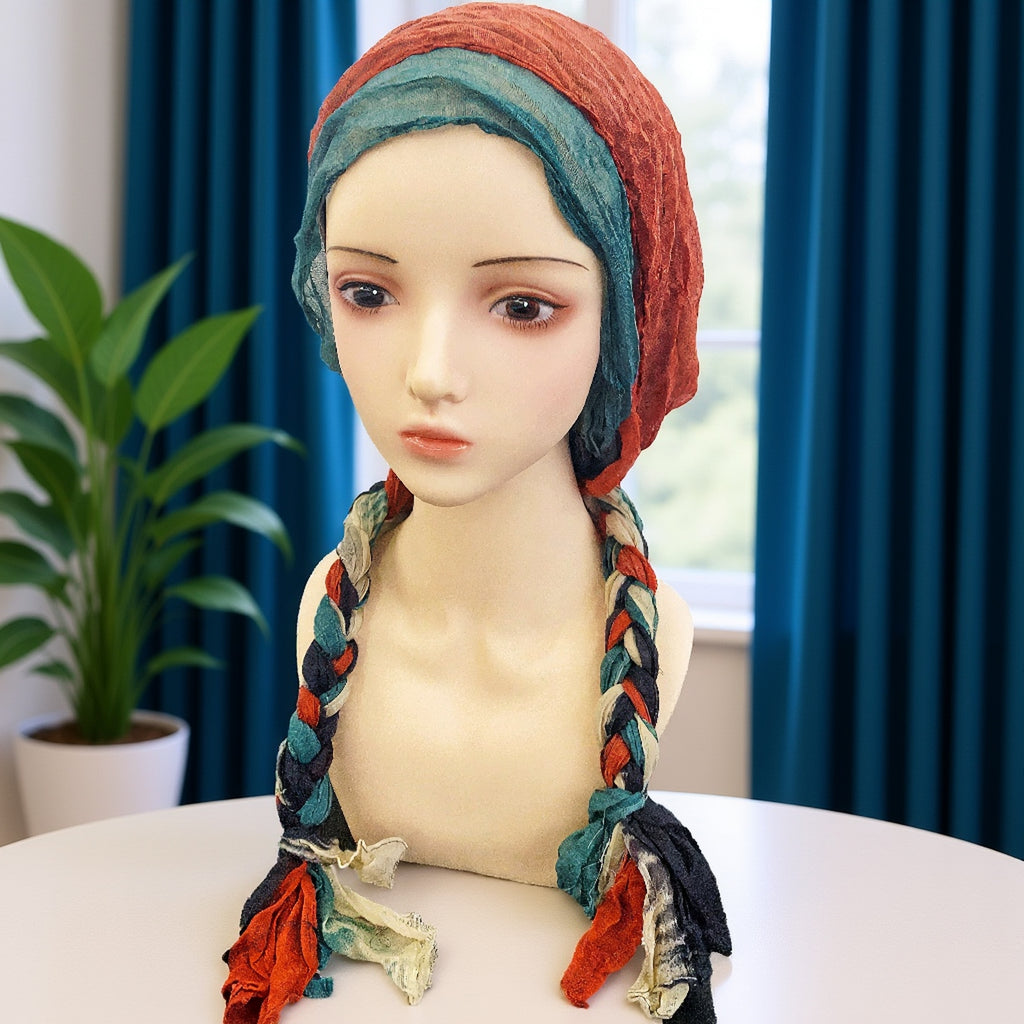 Multifunctional Outdoor Autumn Winter Lightweight Multicolor Braided Turban Hat, Retro Bohemian Style, Daily And Festival Choice for Women