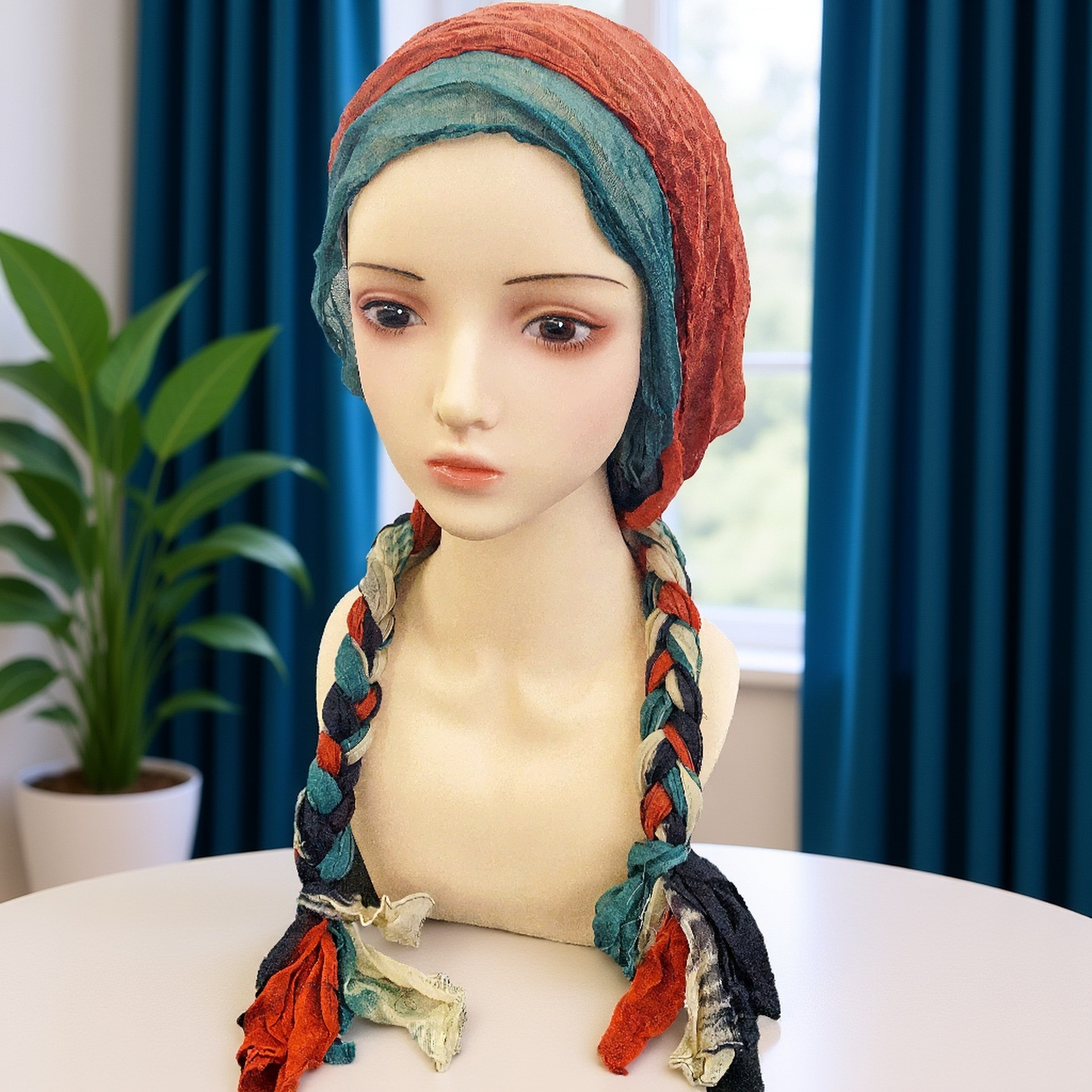 Multifunctional Outdoor Autumn Winter Lightweight Multicolor Braided Turban Hat, Retro Bohemian Style, Daily And Festival Choice for Women