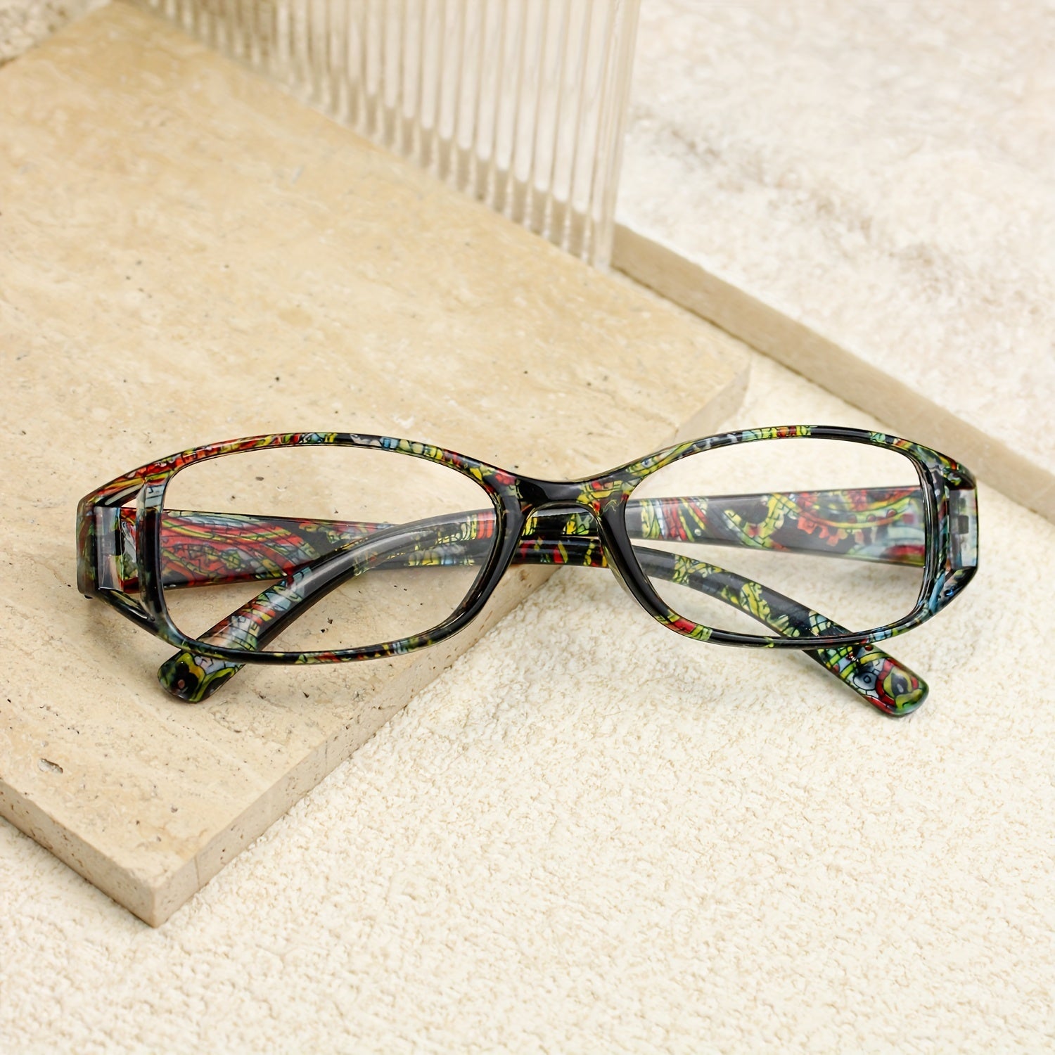 5pcs Small Frame Unique Hollow Design Frame Fashion Glasses Trendy Graffiti Print Design Women's Glasses