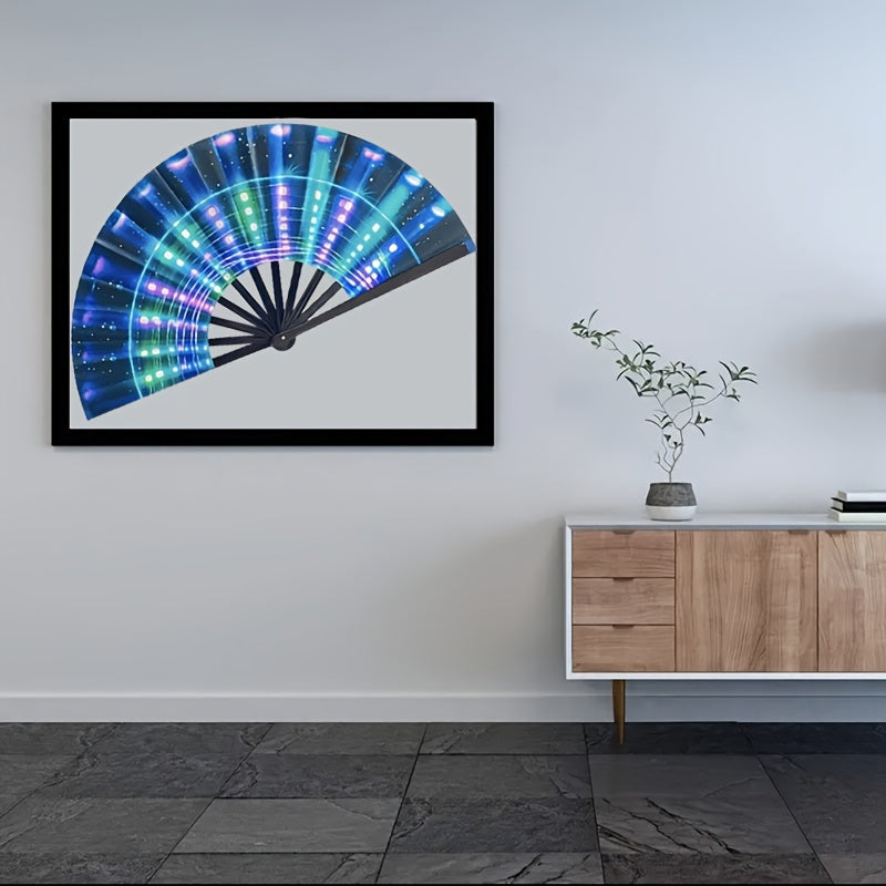 13-Inch Glow Party Fan - Extremely Bright Blue Neon Glow, Water-Resistant Material, Great for Evening Events, Disco Gatherings, And Big Celebrations, Perfect Fashion Gift for Both Men And Women