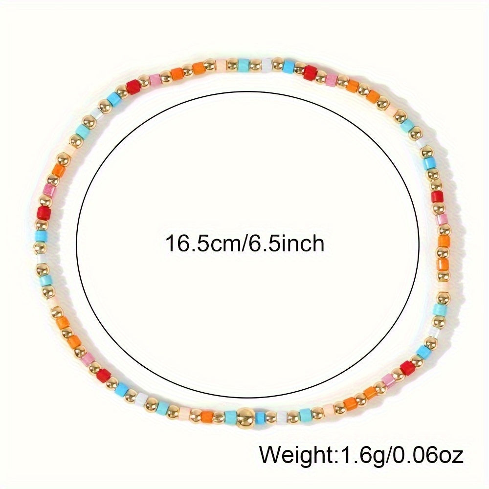 [Parties, Festivals] 60pcs Pieces Bohemian Seed Bead Bracelets - Elastic Stretch Beaded Jewelry With Random Multicolor Beads Suitable For Women &, Casual Attire, Parties, Festivals