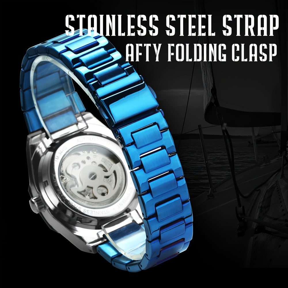 1pc FORSINING Men's Luxury Mechanical Watch - Skeleton Tourbillon, Luminous Hands, Stainless Steel Band, Irregular Case, Fashion Casual Style, Ideal for Christmas, Father's Day Gift, Luxury Business Watch | Automatic Watch | Without Battery