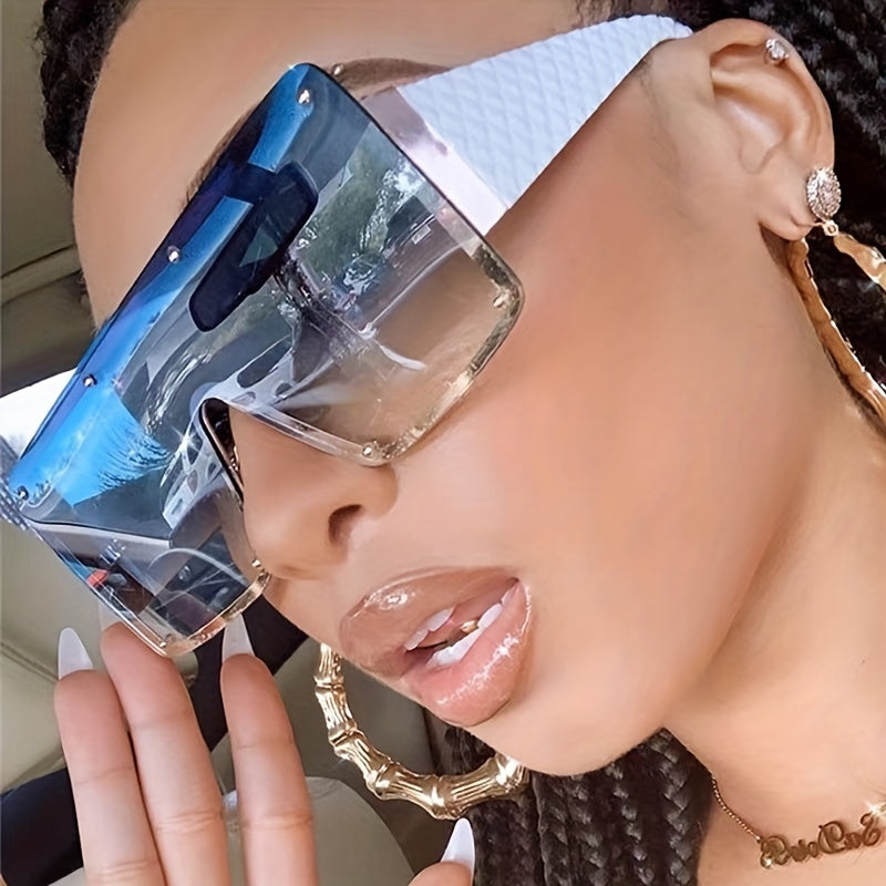 Women's Fashion Large Frame Glasses with Wide Brim- Rhinestone Edge Accent Perfect for,, And Casual Attire