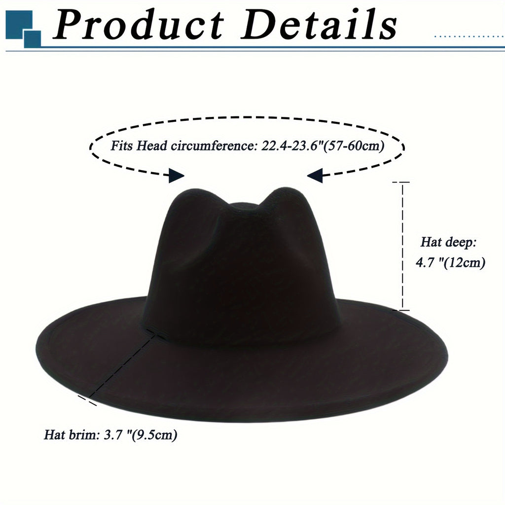 [Western Cowboy Hat] Classic Western Wide Brim Cowboy Cowgirl Felt Fedora Hat For Men Women Jazz Panama Cap Trilby
