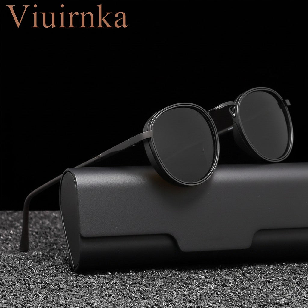 Viuirnka Round Metal Sunglasses, Protection for Men And Women, Lightweight TAC Lens Eyewear with Durable Case for Driving, Fishing, Travel, Hiking.
