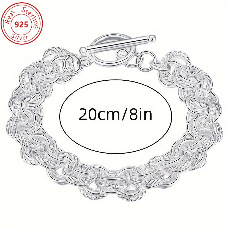 Set of 2 - S925 925 Silver - Elegantly Twisted Double Ring Bracelet - a Stylish And Minimalist Design - Perfect for Daily Use And Celebrations - Ideal for Valentine'S Day, Mother'S Day, Or Birthday Presents