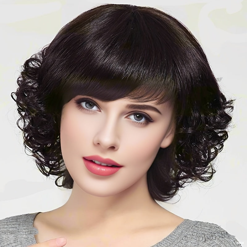 Women's -Looking Short Loose Curly Wig - Full Cover Elderly/Middle-Aged Mom Hairpiece Suitable for Daily Wear, Parties, Theater Costumes - Comfortable & Versatile Elderly Woman Wig