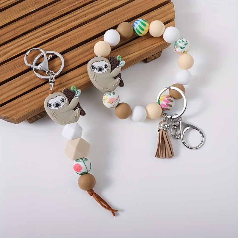 2-4pcs/set Sweet And Cute Cartoon Sunflower Charm Handmade Beaded Keychain for Wrist Short Tassel Key Ring Accessory Bag Pendant Accessory Perfect Gift for Friends