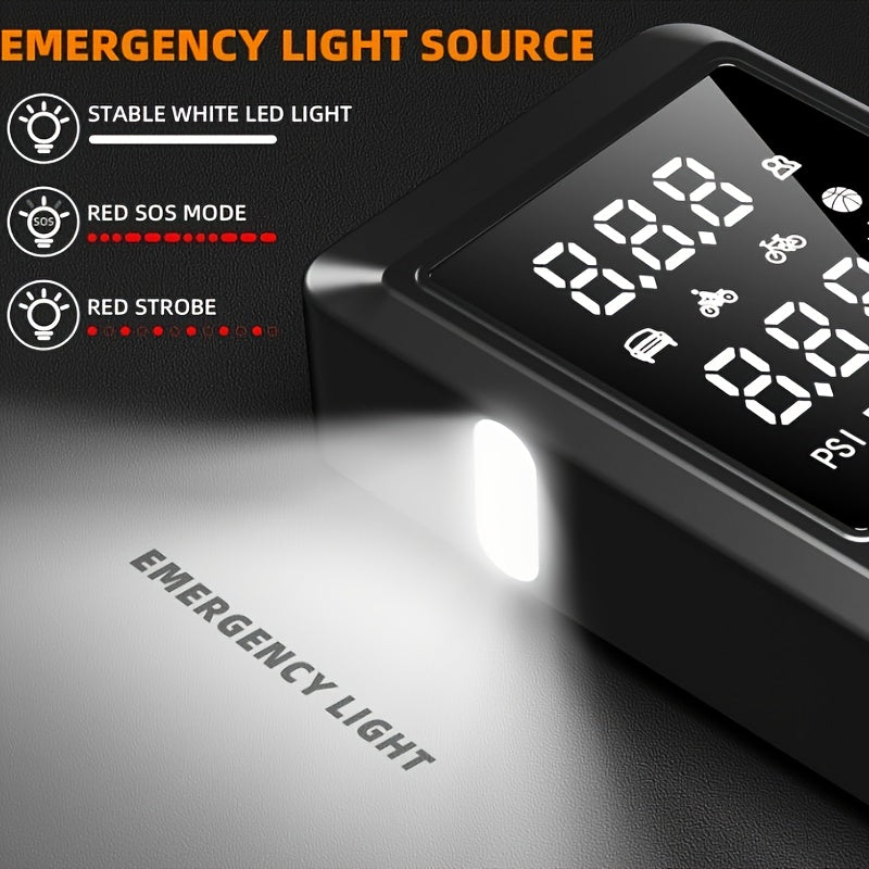 A Portable Car Emergency Start Power Supply, 6000mAh Large Capacity Battery, 150PSI, Dual Safety Protection, Lightweight And Dual Function, Lighting, Fast Inflation, Preferred Halloween/Christmas Gift, Essential for Outdoor Travel And Camping