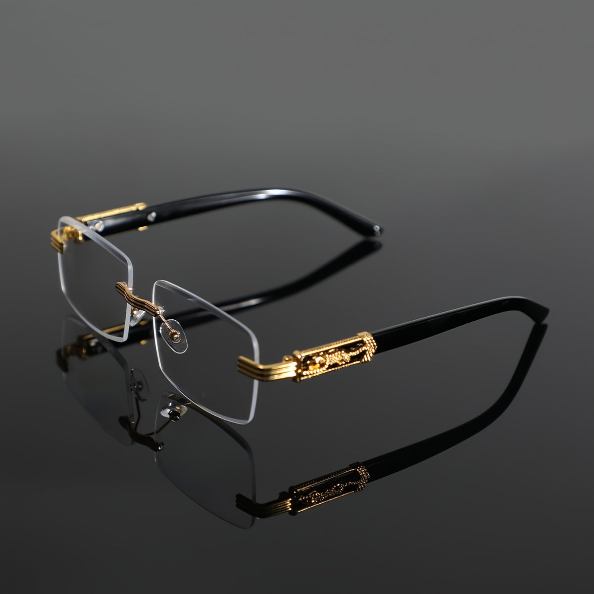 1 Pair Men's Metal Rimless Retro Anti Blue Light Classic Simple Business Flat Fashion Glasses