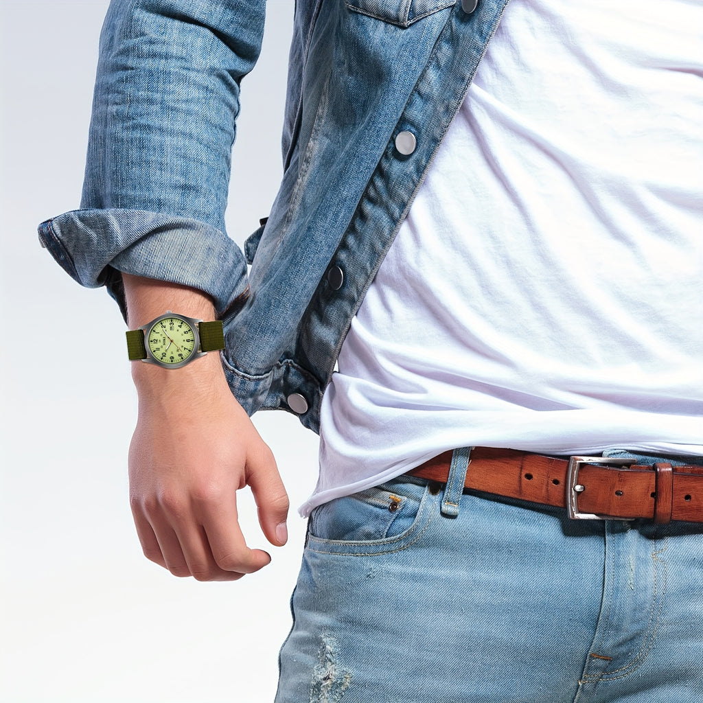 Casual Minimalist 24-hour Digital Calendar Luminous Dial Analog Strap Quartz Watch
