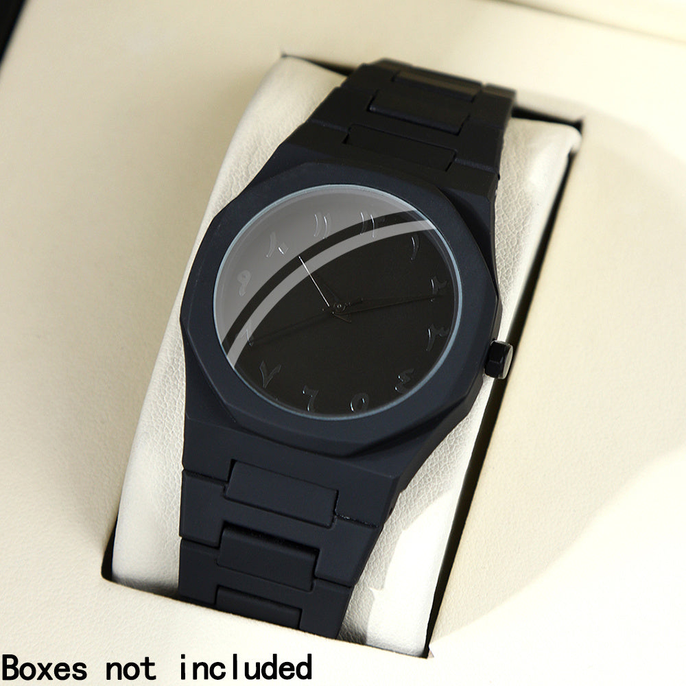 [Birthday, Valentine's Day] 4pcs Watches For Men Set, Fashionable Men's Black And Cool Mens Watches, Quartz Movement Mens Watches, Mens Watches For Men & 1pc Necklaces, Bracelet, Ring Mens Jewelry For Men Set, Birthday, Valentine's Day Season Perfect Gift