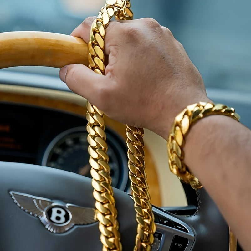 18Mm Hip Hop Fashion Trendy Bracelet Wide Version, Vacuum Plated Body, Anti Sweat And Allergy Resistant, Length Optional