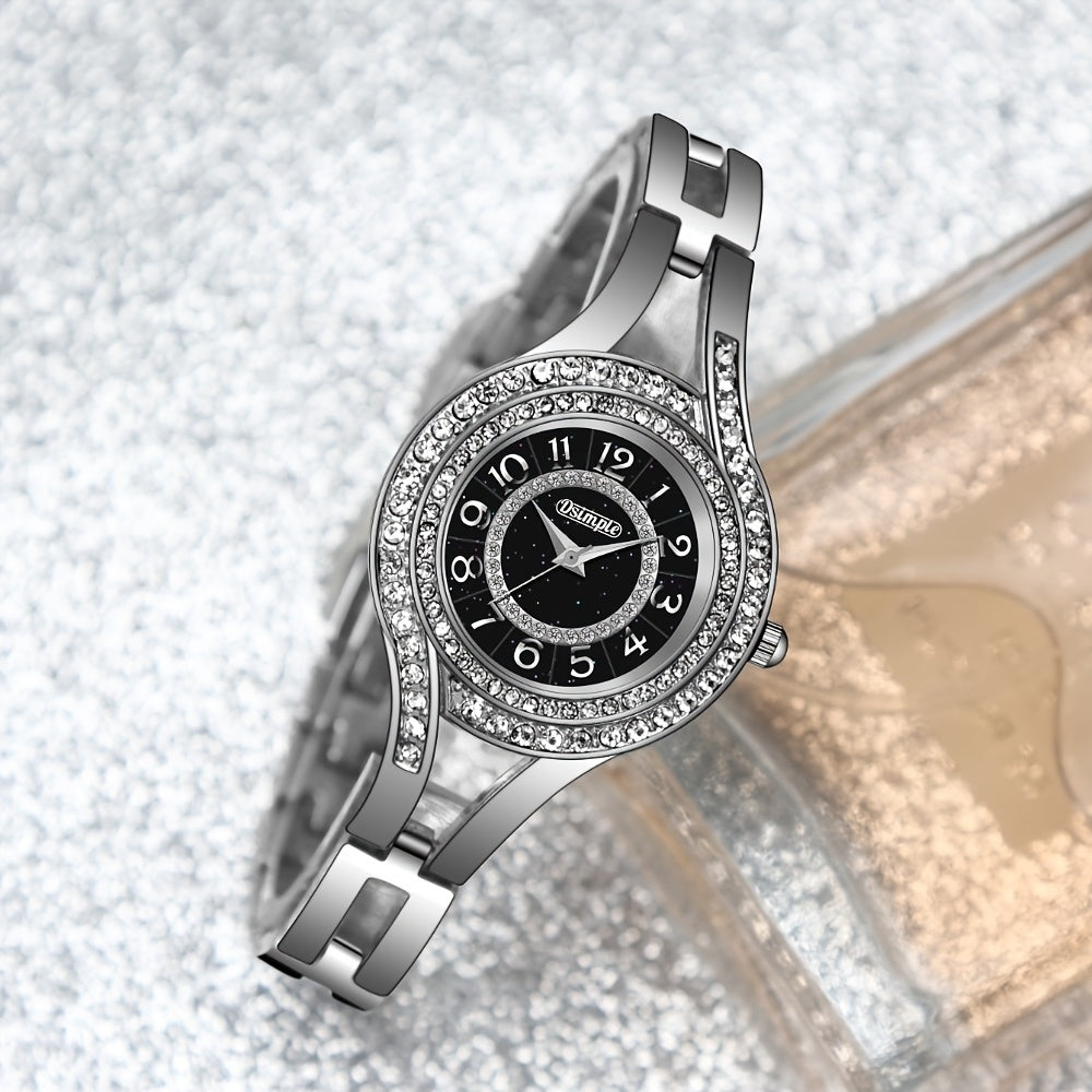2pcs Women's Elegant Retro Watch Set - Luxury Heart Chain Quartz Watch with Rectangular Dial & Stainless, Court Style Analog Wristwatches for Easter, Wedding, or Casual Attire - Classic Timepiece Gift