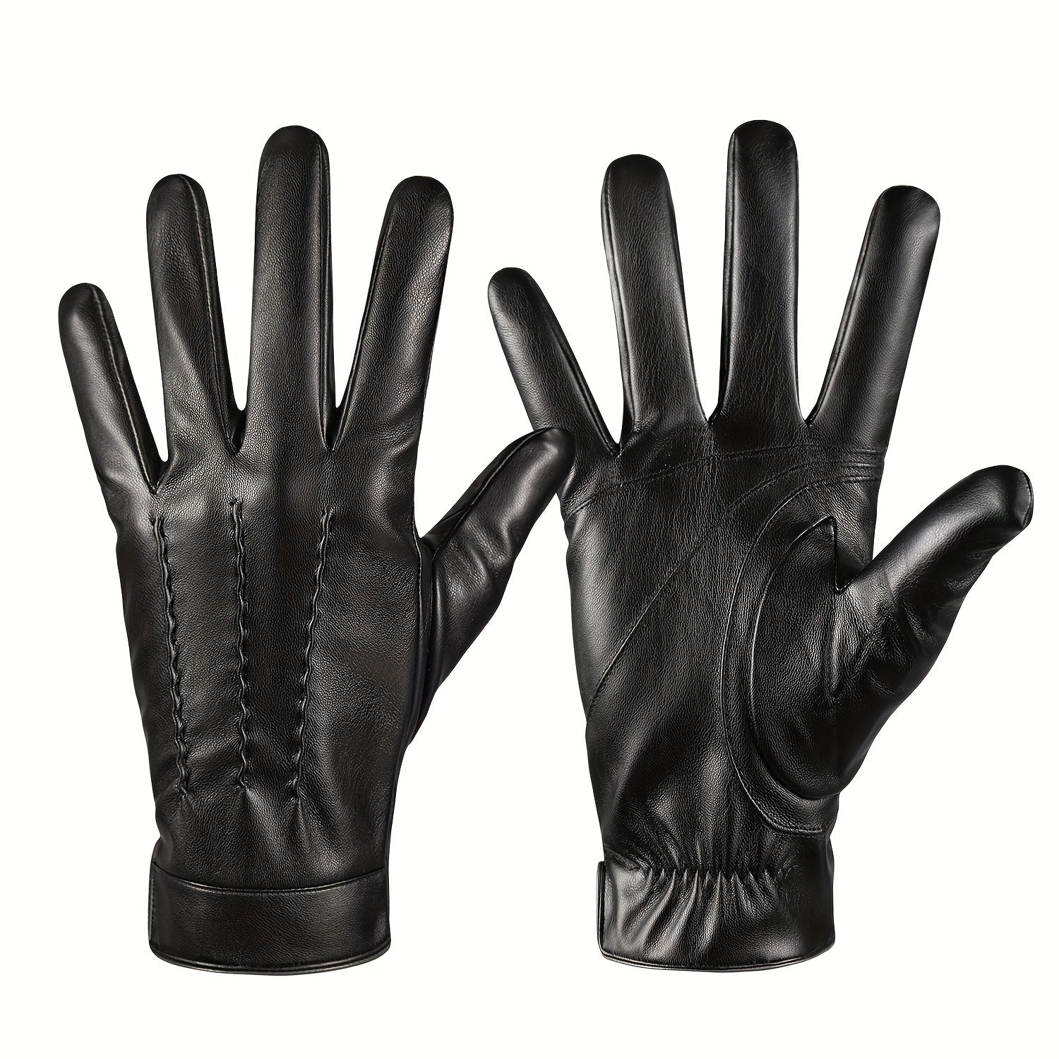 Gender-Neutral Faux Leather Gloves, Featuring a Timeless Black Style, Soft And Cozy for Everyday Use, Perfect for Motorcycle Riding And Outdoor Adventures